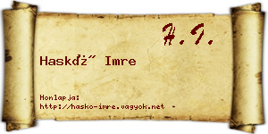 Haskó Imre névjegykártya