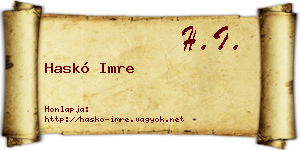 Haskó Imre névjegykártya